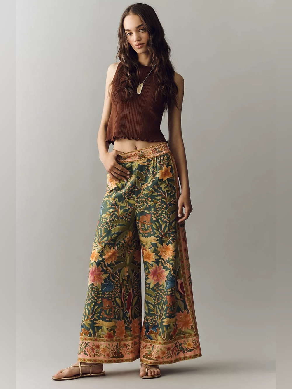 Farm Rio Linen Wide-Leg Pants